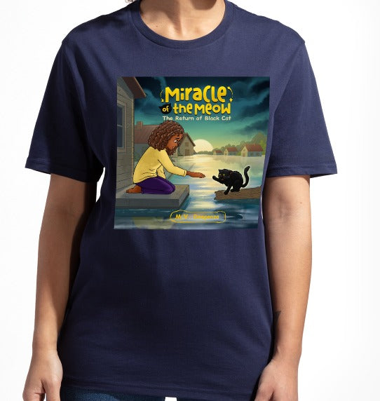 Miracle of the Meow All Organic Cotton Unisex Navy T-Shirt