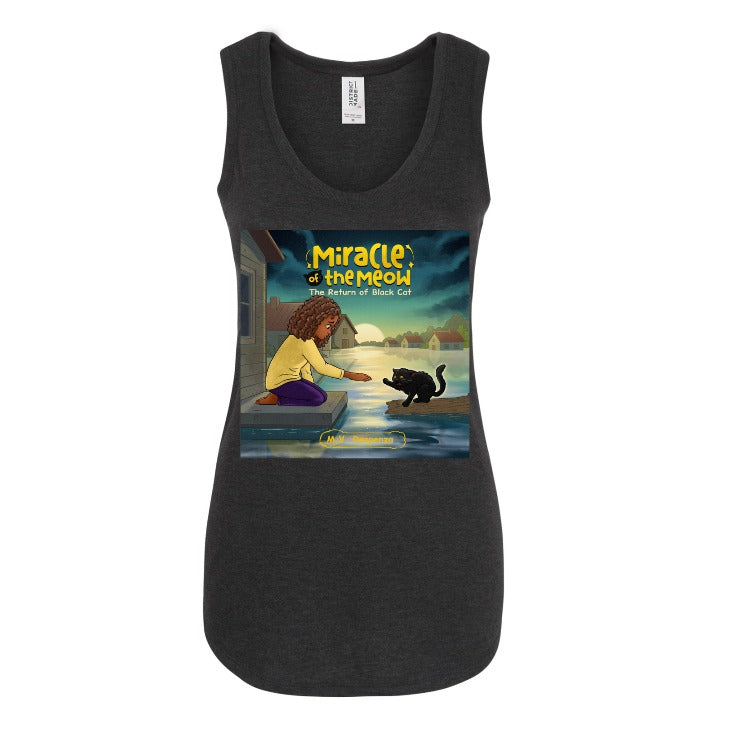 Miracle of the Meow Ladies Black Tank Top